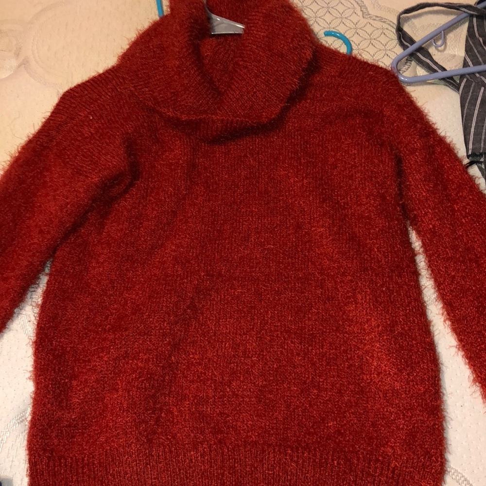 Red knit turtleneck